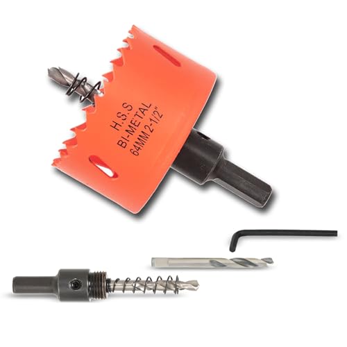 VIKITON 2-1/2 inch Hole Saw for Wood Metal Plastic & Drywall with Arbor