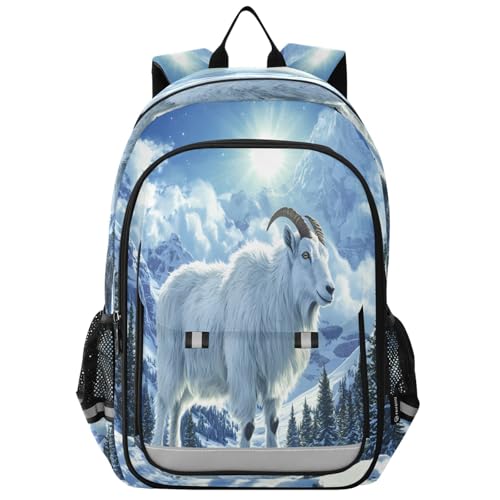 Sac à dos ordinateur motif chèvre de montagne enneigée imprimé original