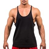 Kisbeibi Herren Workout Tank Tops, ärmellose Gym Shirts, Bodybuilding Fitness Muscle Tee Shirts Quick Dry (Schwarz, L)