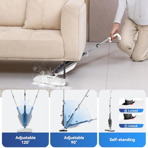Steam Mop - All-in-one Powerful Handheld Steam Cleaner Detachable Floor Steamer with 11 Accessories, MultiPurpose Steamer for Hardwood Floors, Clothes,Windows,Tiles,Carpet, Whole Home Use(Grey） - Thumbnail 5