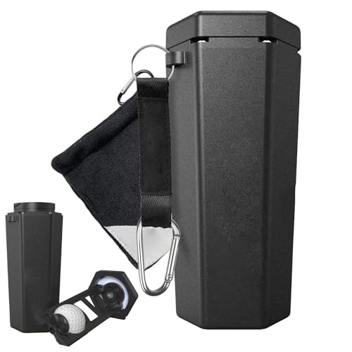 Quzente Portable Golf Ball Washer, Waterproof Golf Ball Washer With Carabiner And Towel - Cleans Club Grooves, Dry Exterior, Cleaning Accessories Gift For Men And Women