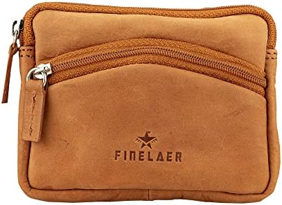 Finelaer leather Coin Pouch Purse For Men Size 4.9 x 3.8