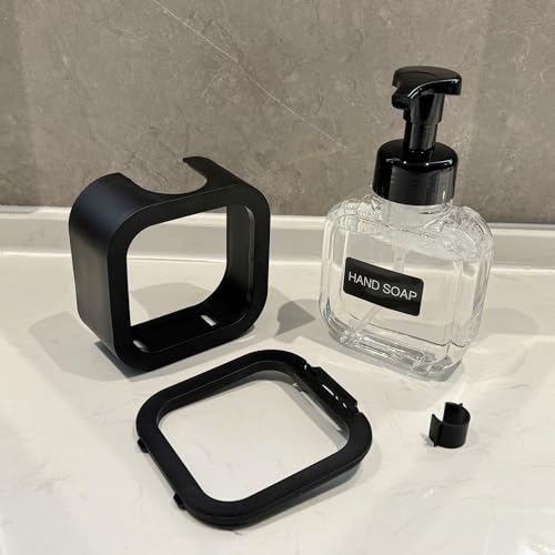 Image of Foaming Soap Dispenser, 2 Pack 300ml (10oz) Plastic Refillable Foaming Hand Soap Dispenser with 16 Pcs Waterproof Labels, Foam Pump Bottle for Bathroom and Kitchen (Black)