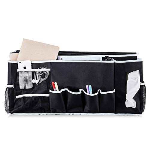 Bedside Caddy Organizer with 12 Pockets Hanging Storage Perfect for College Dorm Rooms and Bunk Beds. Large Size Holds Your Tissues, Books, Tablet, Phone, Water Bottle, and More