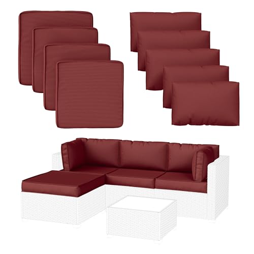 9Pcs Outdoor Cushion Covers,Waterproof Patio Sofa Cushion Cover Replacement