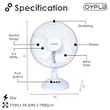 Oypla Electrical 12" 3 Speed Oscillating Electric Desk Home Office Fan - Image 2