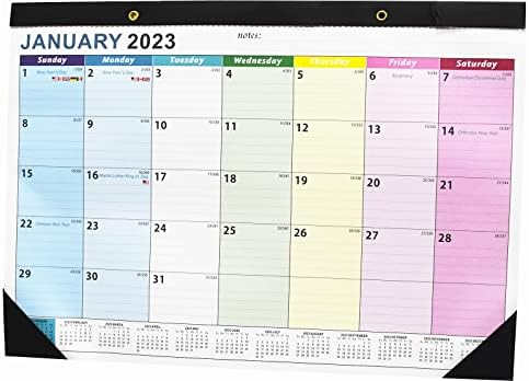 Wall Calendar 2023-2024,18 Monthly Wall Calendar from Jan 2023-June 2024, Thick Paper ,42X30cm,Large Ruled Blocks Perfect for Planning Home or Office (European style Black)