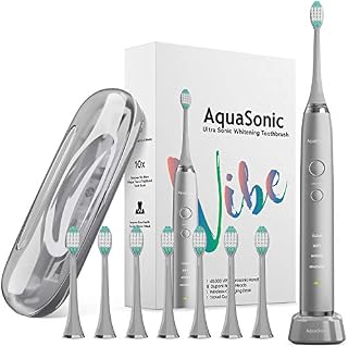 AquaSonic VIBE series Ultra Whitening Electric Toothbrush - 8 DuPont Brush Heads