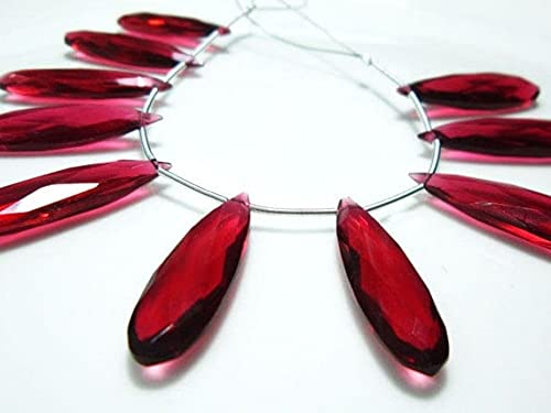 Quartz rubellite en perle briolette 30x8mm pour confection de collier et boucles d'oreilles en pierre