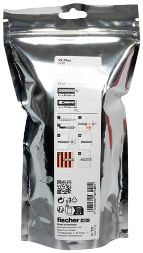 Fischer Big Pack SX Plus 6 x 30 240 tacos para pared llena y perforada