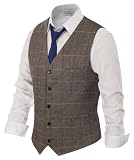 PJ PAUL JONES Mens Tweed Vest Premium Wool Blend Herringbone Wedding Vest