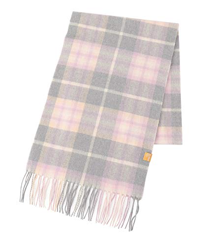 [ムーンバット] miel(ミエル) カシミヤ100％ マフラー レディース チェック ライトグレー 42482 [幅約30cm 長さ約186cm]【防寒対策・洗えるカシミヤ・お手入れ簡単】