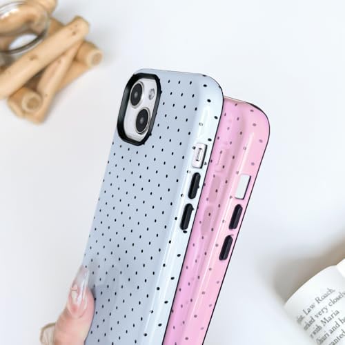 Lovmooful Compatible for iPhone 13/14 Case Cute Aesthetics Polka Dot with Bright Design for Girls Women Soft TPU+PC Shockproof More Protective Girly for iPhone 13/14 Case-Blue by Lovmooful - Image 5