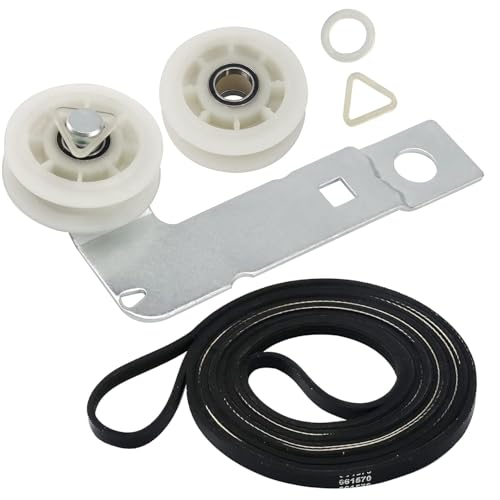 Masfrio 661570 & 279640 & W10837240 Dryer Drum Belt Idler Pulley Kit - Premium Upgrade for Whirlpool/Maytag/Kenmore Dryers WED9200SQ0, MED5630HW0, 1106090299 - Replaces 279640VP, PS11726337, W10547290