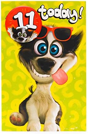 11th Birthday Card - Boys Birthday Card - Badge Included - Wacky Dog Design