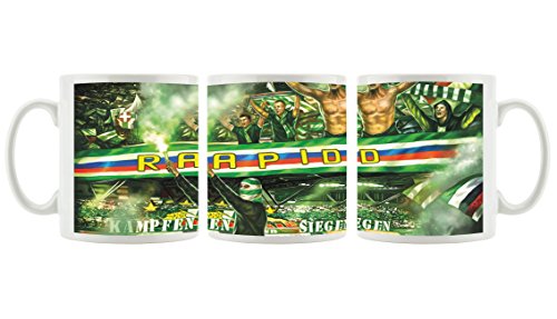 Ultras-Art Rapid kämpfen und Siegen als Bedruckte Kaffeetasse/Teetasse aus Keramik, 300ml, weiß