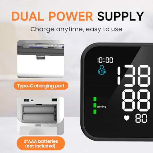 ASTART Blood Pressure Monitor Backlit Display Automatic Blood Pressure Monitors for Home Use Wrist Blood Pressure Cuff 2x99 Reading Memory with Storage Bag, Medium