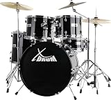 XDrum Semi 22' Standard Batterie Midnight Black - 22' BD, 12' TT, 13' TT, 16' FT, 14' SD - Set incl. Cymbale Crash 16' et support galgen - Noir