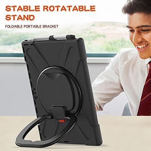 Custodia compatibile con Microsoft Surface Pro 7+ Plus/Pro 7/6/5/4 da 12,3 pollici, antiurto, con pellicola protettiva, robusta custodia protettiva con supporto e tracolla (nero)