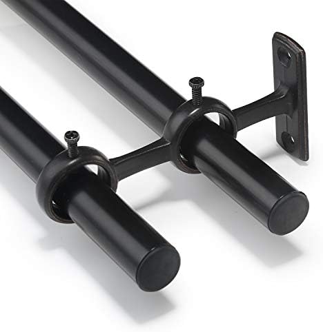 Goowin Curtain Pole Bracket, 2 pcs Double Curtain Pole Brackets, Heavy Duty Metal Curtain Pole Holder for Living Room Bedroom Curtain Poles