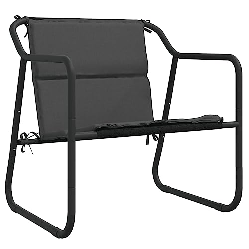 Salon de jardin textilène coussins épais table basse acier anthracite