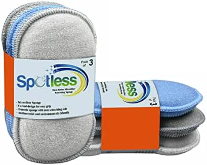 Antibacterial Microfiber Dual Action Scrubbing Sponge,Bath and Kitchen,Multipurpose Cleaning Pads with Non Scratch and Odour Free Technology,Pack of 6