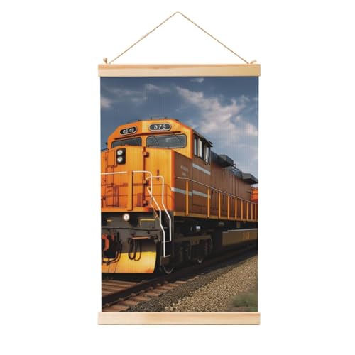 Peinture murale train de marchandises bannière d'art en tissu et bois