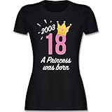 Shirtracer Geburtstag - 18 Geburtstag Mädchen Princess 2002 -L191 - Tailliertes Tshirt für Damen und Frauen T-Shirt , 01 Schwarz , M