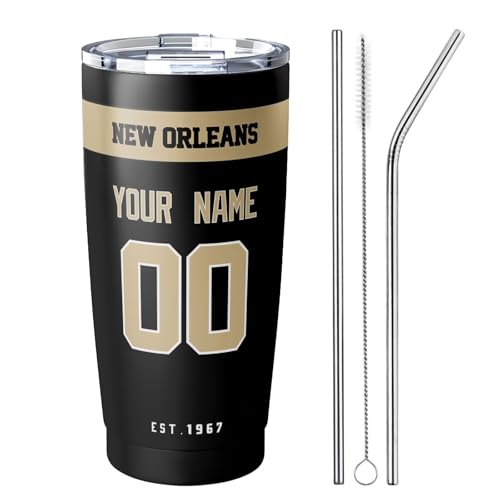 Image of ANTKING New Orleans Tumbler 20 oz Travel Coffee Cup Custom Name Number for Men Women Boy Gifts