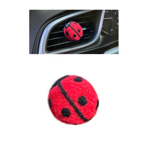 Image of ORIESSE Ladybug Car Air Freshener Vent Clip,Cute Red Car Decor,Girly Handmade Wool Felt Essential Oil Diffuser Air Vent Clip for Women