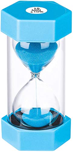 SuLiao 15 Minute Sand Hourglass Timer: Plastic Sand Clock 15 Minutes, Large Blue Sand Watch 15 Min, Hour Glass Colorful Sandglass Timer for Kids, Games, Classroom, Kitchen, Decoration