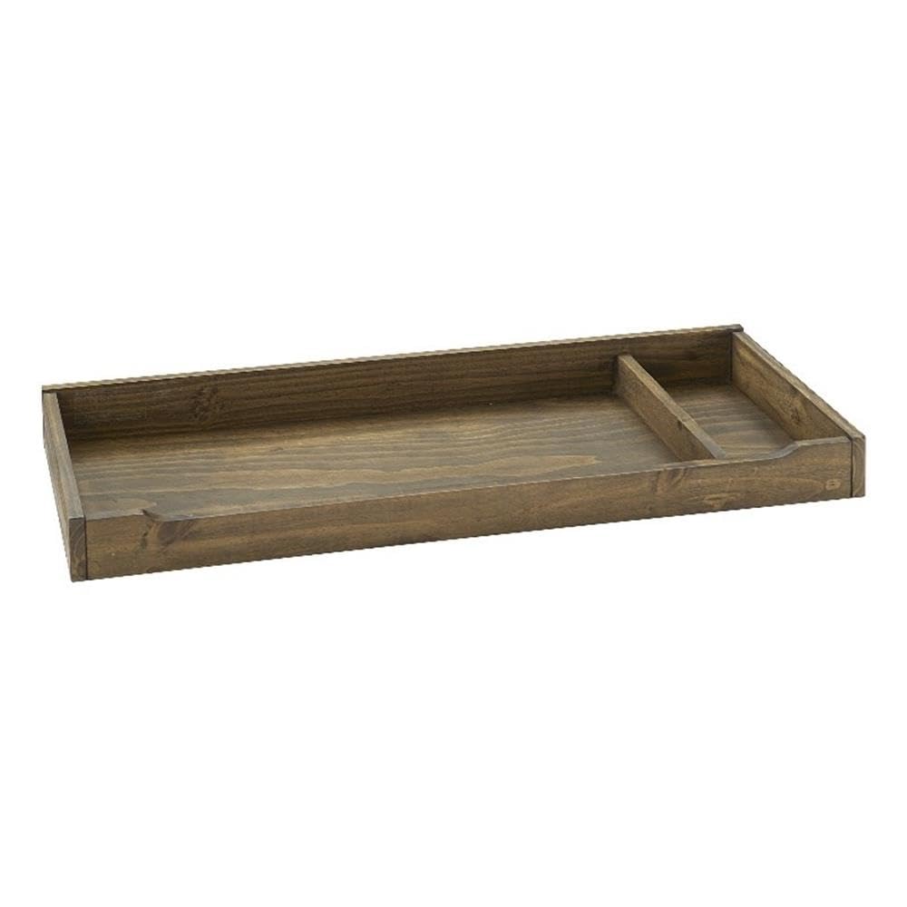 Pemberly Row Contemporary Changing Tray, Pine Wood, Harvest Brown Finish, Fits Standard Changing Pad, Built-in Storage Compartment, Compatible with 6-Drawer Dresser, Baby Changing Table Accessories