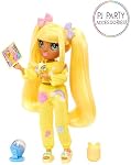 Rainbow High Jr High PJ Party-Sunny (Yellow) 9” Posable Doll with Soft Onesie, Slippers, Play Accessories, Kids Toy Ages 4-12 Years