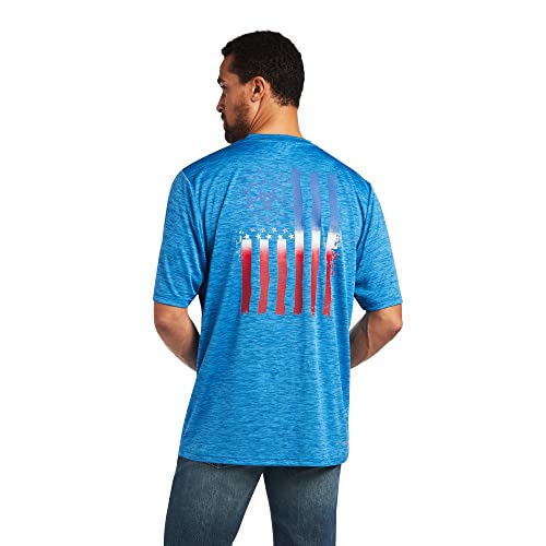 Ariat Men's Charger Vertical Flag Tee (X-Large, Rush Of Blue) #TOP1