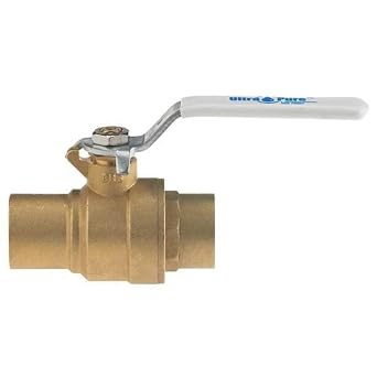 Milwaukee Valve UPBA485B Series Brass Ball Valve, Potable Water Service, Two Piece, Inline, Lever, 3/4" Solder End