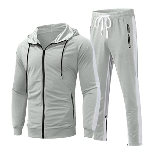 Chándal para hombre, de algodón, para el tiempo libre, con capucha de dos piezas + pantalones de chándal para hombre, deporte de fútbol, suit otoño, invierno, cómodo, para correr, pantalones de