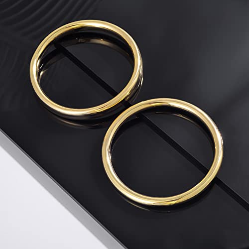 2 Pcs Women's Bangle Gold Cuff Bracelet Set, Stackable Dainty Simple 14K Gold Circle Chunky Bracelets Wrist Cuff Wrap Bracelet Minimalist Polished Finish Cuff Circle Bangle For Women Girls #TOP4