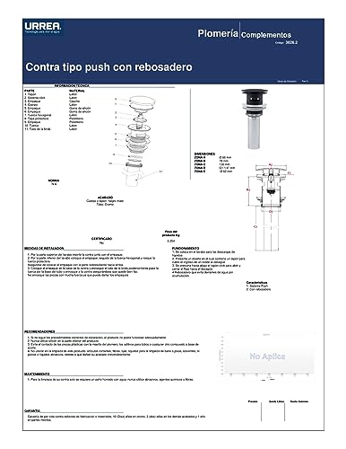 Contra para lavabo con rebosadero 26 Imagen adicional