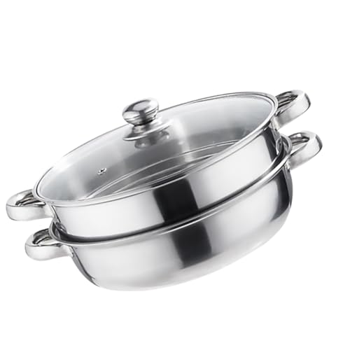 PRETYZOOM Olla De Doble Capa Vapor Para Olla De Vapor De Inducción De Cuscus Utensilios De Cocina Buque De De 3 Capas Sartén De Cocina Silver