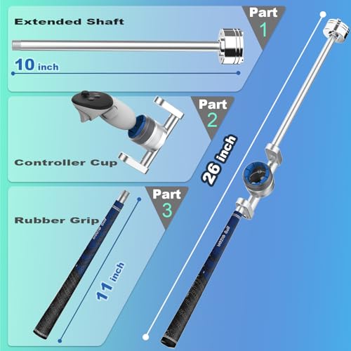 YEZRO 26” Golf Club Attachment for Meta Quest 3/3S - Adjustable Weighted Golf Club Handle Accessory Golf + Compatible with Right or Left Hand, Realistic Grip 90 Degree Keep Tracking(26 inch) by YEZRO - Image 3