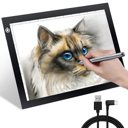 KIVOTAC 9x12 Inch LED Light Pad, Ultra-Thin USB Powered Bright Light up Box Adjustable Light Table for Drawing, Weeding Vinyl, Diamond Art, Sketching, Tracing and Animation by KIVOTAC - Used condition - US$16.02