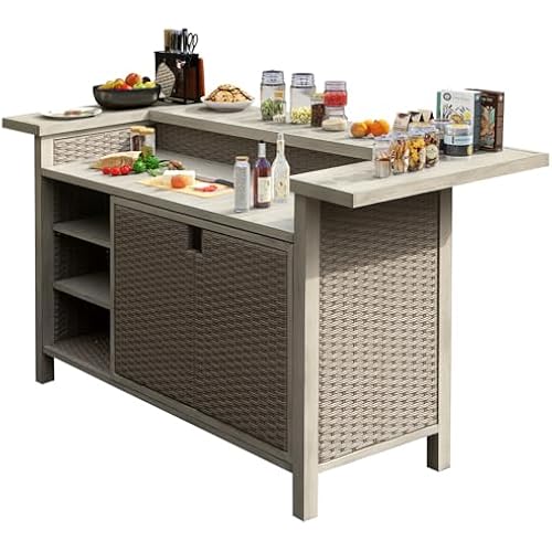 Outdoor Patio Bar Table, Outside Backyard Bar, Outdoor Kitchen Island