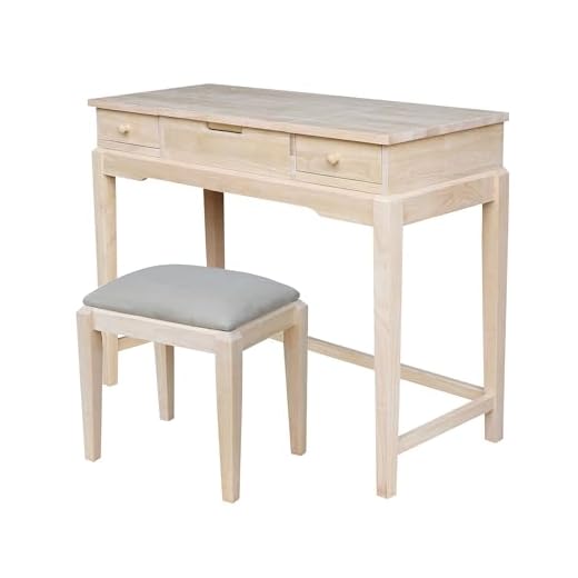 International Concepts, Unfinished Vanity Table with Bench