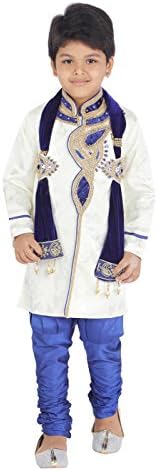 AHHAAAA Kid’s Ethnic Indian Sherwani and Breeches for Boys Silk Cotton, Hand work embroidery