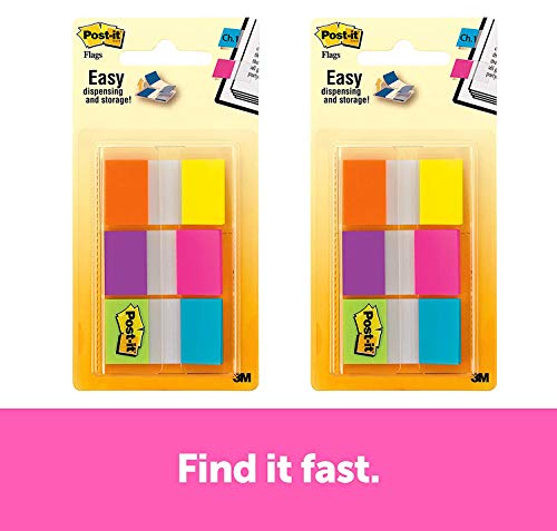 Post-it Flags Electric Glow.94 in x 1.7 in, 60 Flags per Pack, Sold as 2 Pack, 120 Flags Total (680-EG-ALT)
