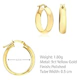Carissima 9-karatowe żółte złoto 22 mm okrągłe kolczyki kreolskie