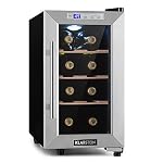 Klarstein Weinkühlschrank, Getränkekühlschrank Schmal, 1 Zone Kühlschrank mit Glastür, Outdoor GetränkekühlschränkeFreistehend, Weinkühlschrank Klein, Kühlschrank mit UV-Schutz, 11-18°C, 8 Flaschen