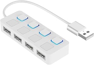WDSD USB 2.0 HUB Multi USB Splitter 4 Port Expander Multiple USB 2.0 Hub Use Power Adapter USB2.0 Hub with Switch for PC Computer (Color : OneColor)