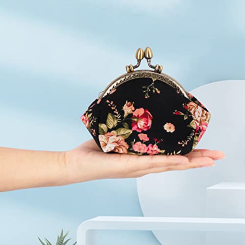 Oyachic Printed Coin Purse Vintage Pouch Buckle Clutch Bag Kiss-Lock Change Purse Floral Clasp Closure Wallets For Women #TOP5