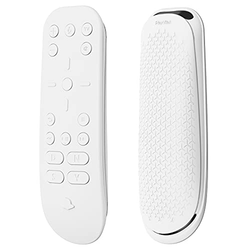 PlayVital Silikon Hülle für ps5 Media Remote Medienfernbedienung Cover Schutzhülle, Ergonomisches Design Ganzkörperschutzhülle für PlayStation 5 Fernbedienung-Weiß